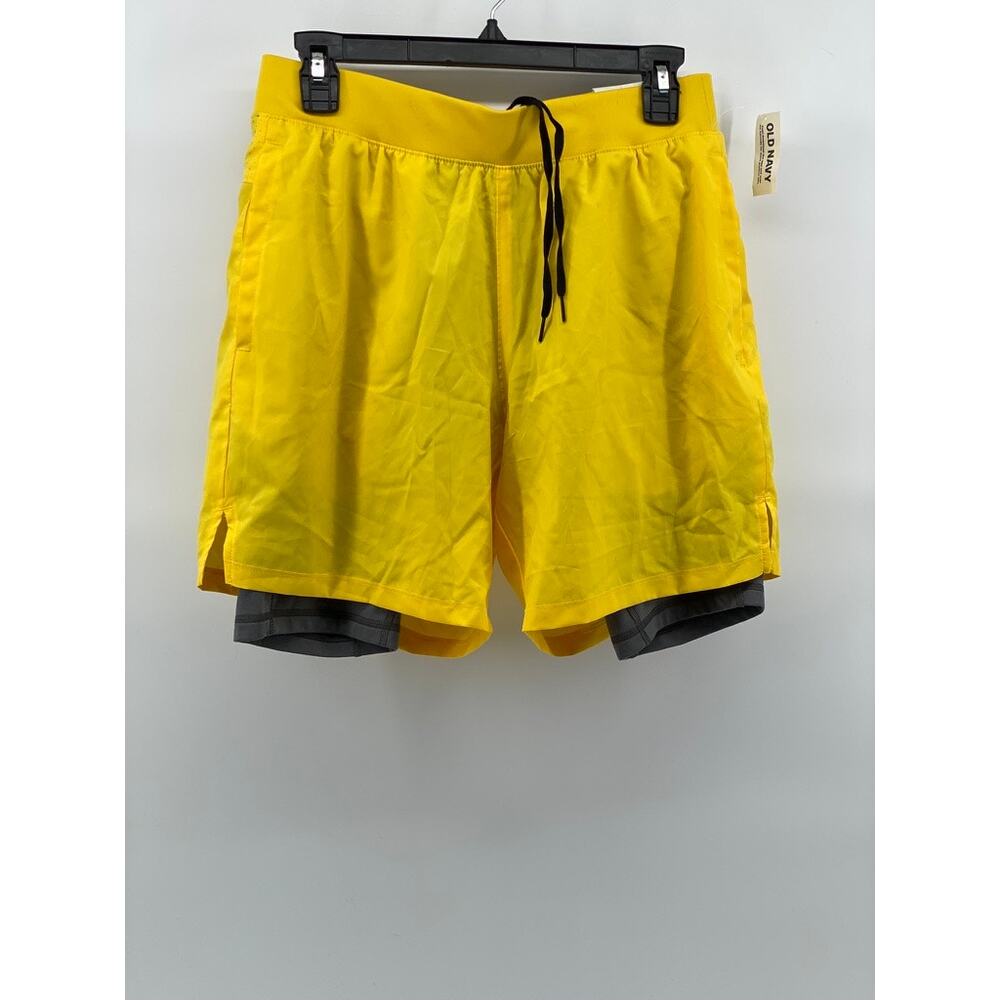 OLD NAVY Men’s Yellow-Gray Under Layer Pull-On Go-Dry Liner Active Shorts S